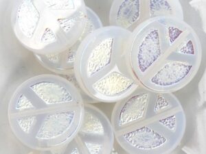 0140102 White Opal Full AB Table Cut Peace Bead. 4 Pc.-15622