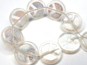 0150043 Crystal Full AB Table Cut Peace Bead. 4 Pc.-0
