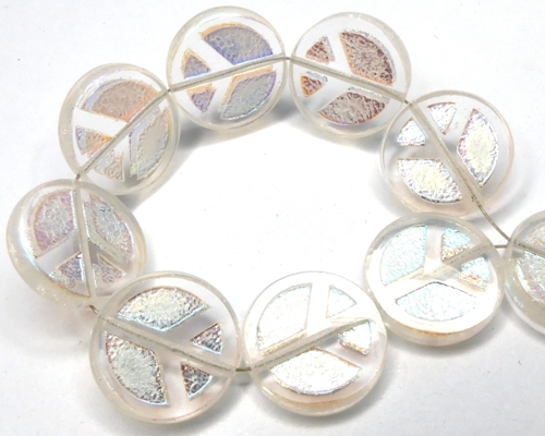0150043 Crystal Full AB Table Cut Peace Bead. 4 Pc.-0