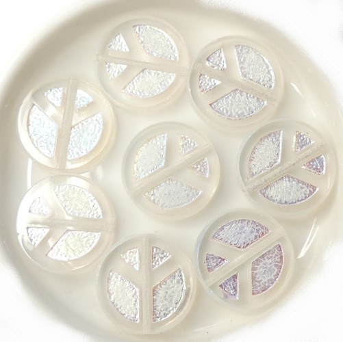 0150043 Crystal Full AB Table Cut Peace Bead. 4 Pc.-15495
