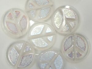 0150043 Crystal Full AB Table Cut Peace Bead. 4 Pc.-15492
