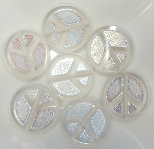 0150043 Crystal Full AB Table Cut Peace Bead. 4 Pc.-15492