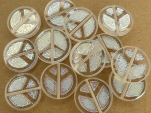 0150043 Crystal Full AB Table Cut Peace Bead. 4 Pc.-15623
