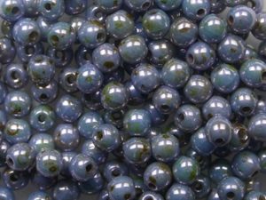 03-R-03000-65431 Chalk White Green Blue Lazura Luster, Round 3 mm. 100 Pc. - Afbeelding 1