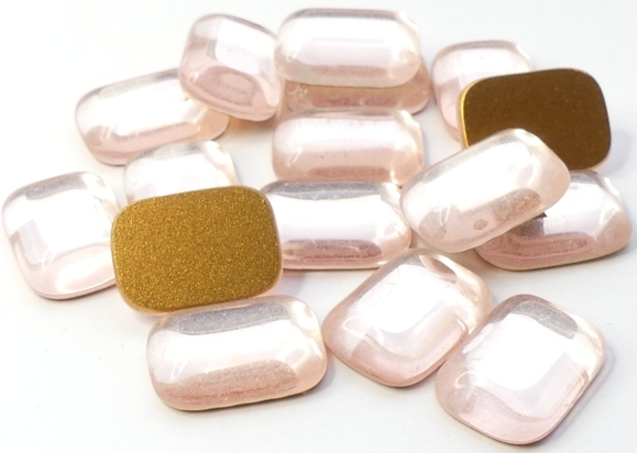 FB-70120-98521-Oc Rosaline Octagon Flat Back Gold Foiled 18 x 12 mm. 5 Pc.-15578