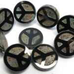 0010092 Jet Travertin Table Cut Peace Bead. 4 Pc.-0