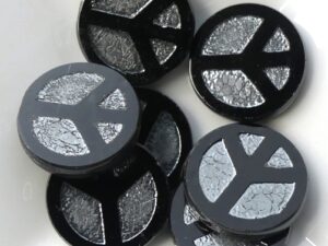 0010093 Jet Chrome Table Cut Peace Bead. 4 Pc.-15460