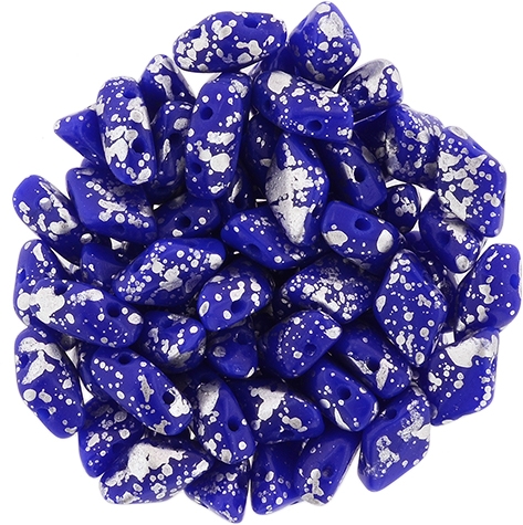 GD-33050-15481GemDuo Opaque Royal Blue Silver Splash 10 gram-0 GD-33050-15481GemDuo Opaque Royal Blue Silver Splash 10 gram-0
