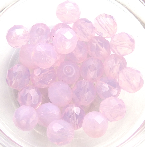 0070428 Milky Light rose Facet 8 mm.-0 0070428 Milky Light rose Facet 8 mm.-0