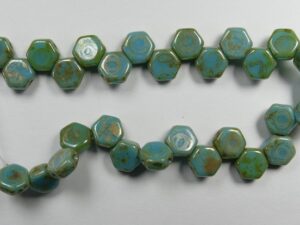 HON-63030-43400, Blue Turquoise Picasso Honeycomb Beads, 30 stuks-15899