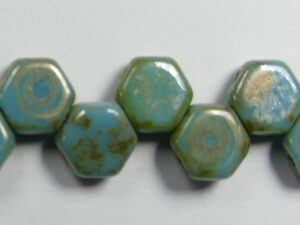 HON-63030-43400, Blue Turquoise Picasso Honeycomb Beads, 30 stuks-0