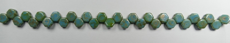 HON-63030-43400, Blue Turquoise Picasso Honeycomb Beads, 30 stuks-15900