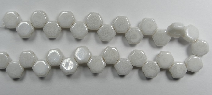 HON-03000-14400, Chalk White Luster Honeycomb Beads, 30 stuks-15873
