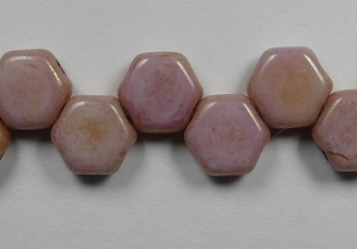 HON-03000-14495, Chalk White Red Luster Honeycomb Beads, 30 stuks-0 HON-03000-14495, Chalk White Red Luster Honeycomb Beads, 30 stuks-0