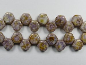 HON-03000-15695 Chalk White Senegal Purple Honeycomb Beads, 30 stuks-15879