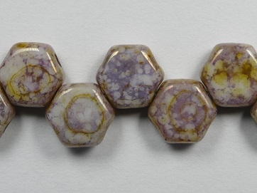 HON-03000-15695 Chalk White Senegal Purple Honeycomb Beads, 30 stuks-0 HON-03000-15695 Chalk White Senegal Purple Honeycomb Beads, 30 stuks-0