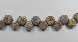 HON-03000-15695 Chalk White Senegal Purple Honeycomb Beads, 30 stuks-15877