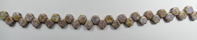HON-03000-15695 Chalk White Senegal Purple Honeycomb Beads, 30 stuks-15877