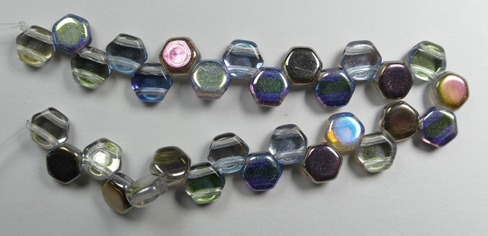 HON-00030-98537, Crystal Graphite Rainbow Honeycomb Beads, 30 stuks-15869
