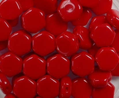 HON-93190, Opaque Red Honeycomb Beads, 30 stuks-0