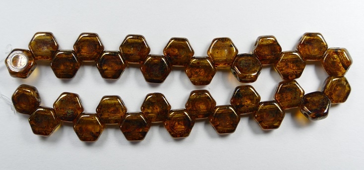 HON-10060-15695 Topaz Bronze Picasso Honeycomb Beads, 30 stuks-15888