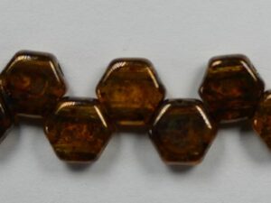 HON-10060-15695 Topaz Bronze Picasso Honeycomb Beads, 30 stuks-0