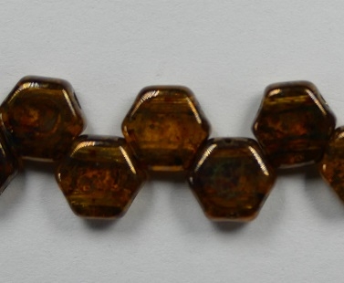 HON-10060-15695 Topaz Bronze Picasso Honeycomb Beads, 30 stuks-0