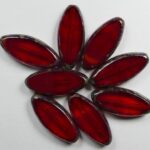 0050277 Oxblood Light Siam Silver Picasso Table Cut Bead. 5 Pc.-0