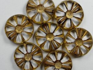 0150067 Crystal Picasso Gold Wash Table Cut Sunflower Bead 6 Pc.-0