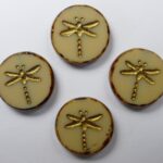 0040250 Opaque Beige Travertin Gold Wash Dragonfly Table Cut 4 Pc.-0