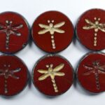 0050278 Opaque Brique Picasso Matte Gold Wash Dragonfly, Table Cut 4 Pc.-0