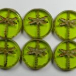0100523 Light Olivine Picasso Dragonfly, Table Cut 4 Pc.-0