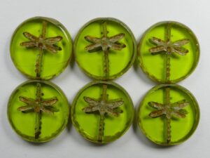 0100523 Light Olivine Picasso Dragonfly, Table Cut 4 Pc.-0