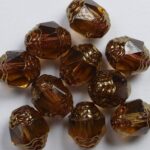 0030122 Dark Smoke Topaz Bronze Facet Cathedral Beads 8×6 mm. 10 Pc.-0