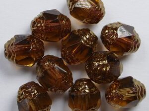 0030122 Dark Smoke Topaz Bronze Facet Cathedral Beads 8x6 mm. 10 Pc.-0