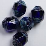 0090386 Cobalt Picasso Antique Style Cathedral Beads 5 Pc.-0