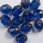 0090387 Dark Aqua Copper Antique Style Cathedral Beads 12 Pc.-0