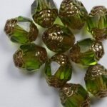 0100522 Olivine Bronze Antique Style Cathedral Beads 10 Pc.-0