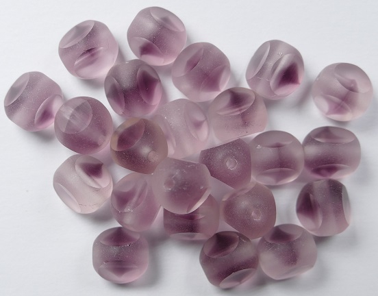 0070070 Rosaline Amethyst Matted 3 Cut Bead 8 mm. 10 Pc.-0