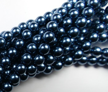 06-132-19001-24648 Shiny Dark Cyan 6 mm. Glass Pearl 100 Pc.-0