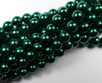 06-132-19001-70959 Shiny Deep Emerald 6 mm. Glass Pearl 100 Pc.-0 06-132-19001-70959 Shiny Deep Emerald Glasparels 6 mm