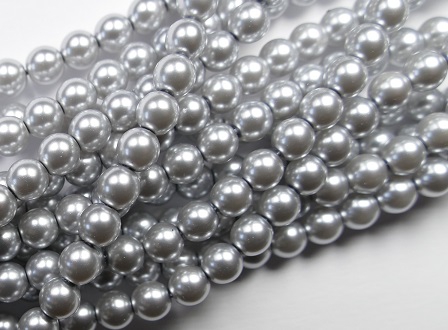 06-132-19001-70483 Shiny Platinum 6 mm. Glass Pearl 100 Pc.-0