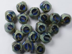 0090396 Light Sapphire Picasso Soccer Bead 8 mm. 15 Pc.-0