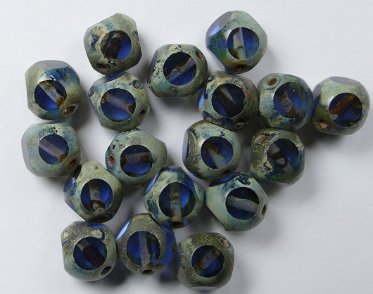 0090396 Light Sapphire Picasso Soccer Bead 8 mm. 15 Pc.-0 0090396 Light Sapphire Picasso Soccer Bead 8 mm. 15 Pc.-0