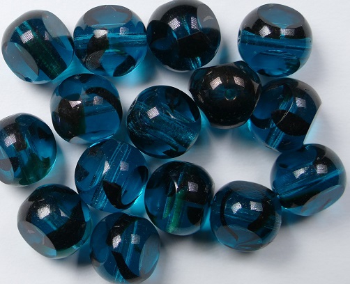 0100527 Teal Tortoise 3 Cut 10 mm. 6 Pc.-0