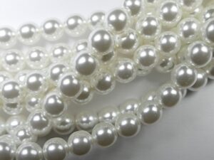 08-132-70400 Shiny Bright White Glass Pearl 25 Pc.-0