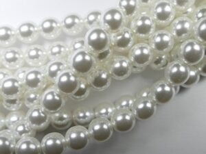 08-132-70400 Shiny Bright White Glass Pearl 25 Pc.-0