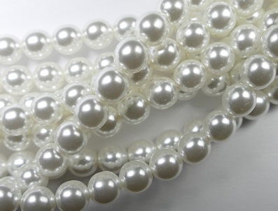 08-132-70400 Shiny Bright White Glass Pearl 25 Pc.-0 08-132-70400 Shiny Bright White Glass Pearl 25 Pc.-0