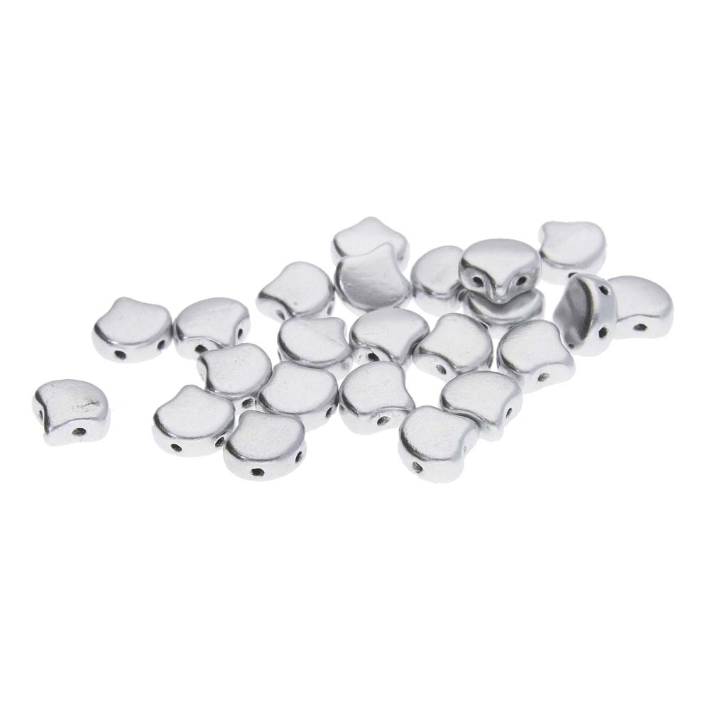 GIN-00030-01700 Matubo 2 Hole Ginko Bead Matte Metallic Silver 10 gram-0