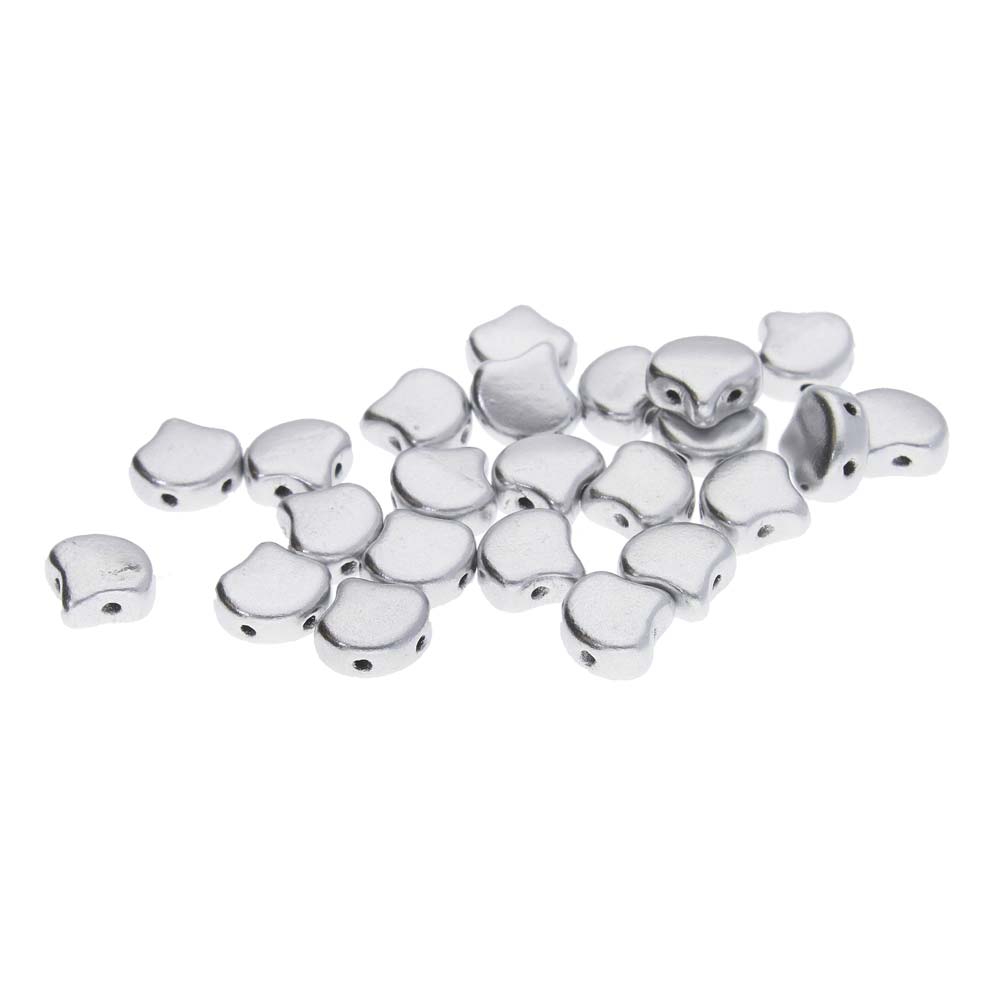 GIN-00030-01700 Matubo 2 Hole Ginko Bead Matte Metallic Silver 10 gram-0 GIN-00030-01700 Matubo 2 Hole Ginko Bead Matte Metallic Silver 10 gram-0